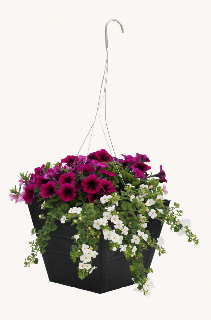 Wood Mixed Hanging Basket (Square Faux Wood Basket 12")